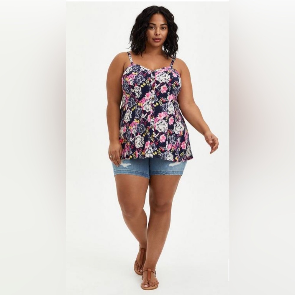 Torrid Fit & Flare Rayon Slub Button-Front Cami 5/5X/28 - Picture 2 of 8